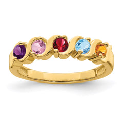 14k Genuine 5 Stone Mother's Ring - 6
