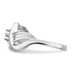 14k White Gold Polished 1-Stone Mothers Ring Mounting - 14