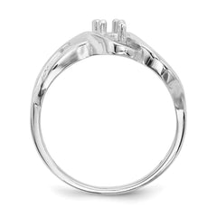 14k White Gold Polished 2-Stone Mothers Ring Mounting - 13