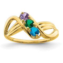 14k Genuine 3 Stone Mother's Ring - 14