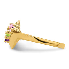 14k Polished 3-Stone Mothers Ring Mounting - 8