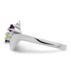 Sterling Silver Rhodium-plated Synthetic 3 Stone Mother's Ring - 116