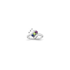 Sterling Silver Rhodium-plated Synthetic 3 Stone Mother's Ring - 116