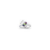 Sterling Silver Rhodium-plated Synthetic 3 Stone Mother's Ring - 113