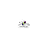 Sterling Silver Rhodium-plated Synthetic 3 Stone Mother's Ring - 16
