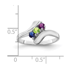 Sterling Silver Rhodium-plated Synthetic 3 Stone Mother's Ring - 16