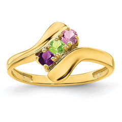 14k Polished 3-Stone Mothers Ring Mounting - 8