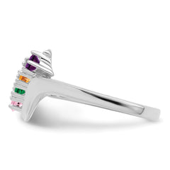 Sterling Silver Rhodium-plated Synthetic 4 Stone Mother's Ring - 96