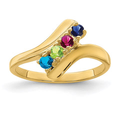 14k Polished 4-Stone Mothers Ring Mounting - 14