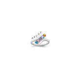 Sterling Silver Rhodium-plated Synthetic 5 Stone Mother's Ring - 11