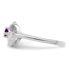 Sterling Silver Rhodium-plated Genuine Stone Family Jewelry Ring - 5
