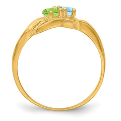 14k Genuine 2 Stone Mother's Ring - 4