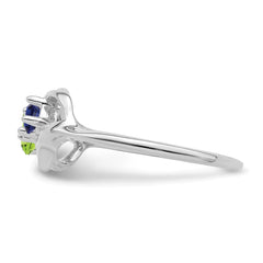 Sterling Silver Rhodium-plated Synthetic 2 Stone Mother's Ring - 11