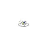 Sterling Silver Rhodium-plated Synthetic 2 Stone Mother's Ring - 12