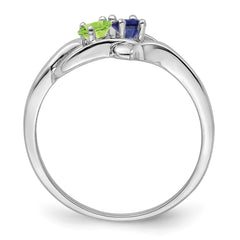 Sterling Silver Rhodium-plated Synthetic 2 Stone Mother's Ring - 11