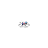 Sterling Silver Rhodium-plated Synthetic 3 Stone Mother's Ring - 7