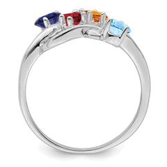 Sterling Silver Rhodium-plated Synthetic 4 Stone Mother's Ring - 55
