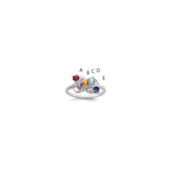 Sterling Silver Rhodium-plated Synthetic 5 Stone Mother's Ring - 47