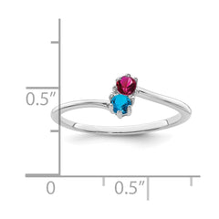 14k White Gold Synthetic Family Jewelry Ring - 61