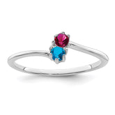 14k White Gold Synthetic Family Jewelry Ring - 61