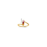 14k Genuine 3 Stone Mother's Ring - 5