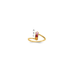 14k Genuine 3 Stone Mother's Ring - 5