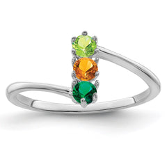 14k White Gold Genuine 3 Stone Mother's Ring - 5
