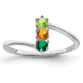 14k White Gold Synthetic Family Jewelry Ring - 62