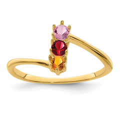 14k Polished 3-Stone Mothers Ring Mounting - 2