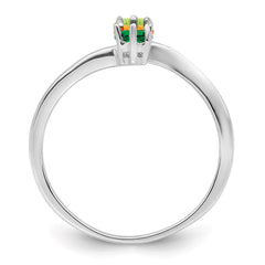 14k White Gold Genuine 3 Stone Mother's Ring - 5