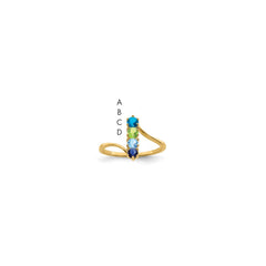 14k Genuine 4 Stone Mother's Ring - 2