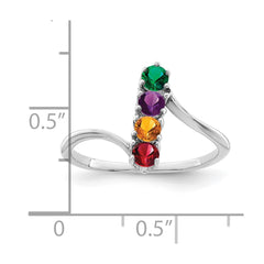 14k White Gold Synthetic Family Jewelry Ring - 13