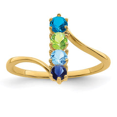 14k Genuine 4 Stone Mother's Ring - 2