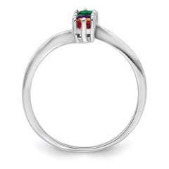 14k White Gold Synthetic Family Jewelry Ring - 13