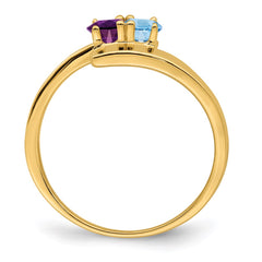 14k Genuine 2 Stone Mother's Ring - 6