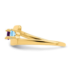 14k Genuine 2 Stone Mother's Ring - 6