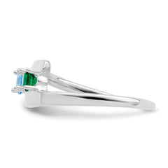 Sterling Silver Rhodium-plated Synthetic 2 Stone Mother's Ring - 109