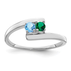 14k White Gold Synthetic Family Jewelry Ring - 86