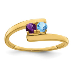 14k Genuine 2 Stone Mother's Ring - 6