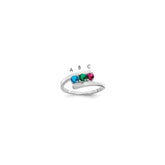 Sterling Silver Rhodium-plated Synthetic 3 Stone Mother's Ring - 119