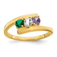 14k Genuine 3 Stone Mother's Ring - 19