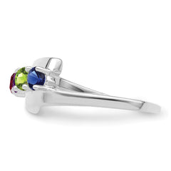 Sterling Silver Rhodium-plated Synthetic 4 Stone Mother's Ring - 98