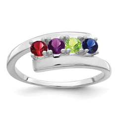 Sterling Silver Rhodium-plated Synthetic 4 Stone Mother's Ring - 98