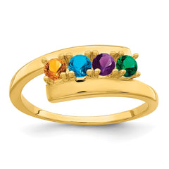 14k Genuine 4 Stone Mother's Ring - 17