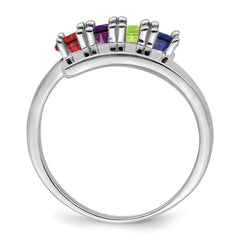 Sterling Silver Rhodium-plated Synthetic 4 Stone Mother's Ring - 72