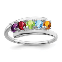 14k White Gold Synthetic Family Jewelry Ring - 6