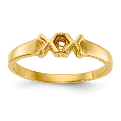 14k Polished 1-Stone Mothers Ring Mounting - 5