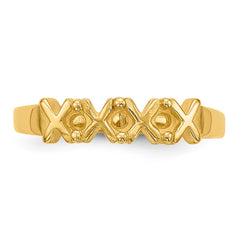 14k Polished 3-Stone Mothers Ring Mounting - 16