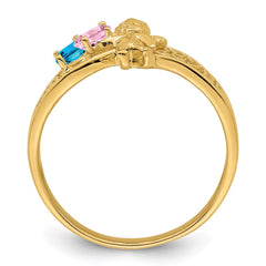 14k Genuine 2 Stone Mother's Ring - 3