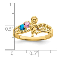 14k Genuine 2 Stone Mother's Ring - 3